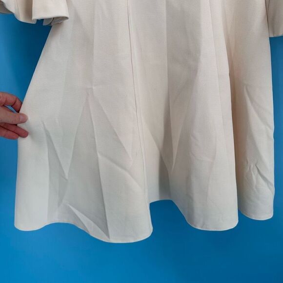 Metisu‎ Women's Bell Sleeve Boat Neck Lined Satin Sheath Dress Cream Size Medium - Picture 5 of 11